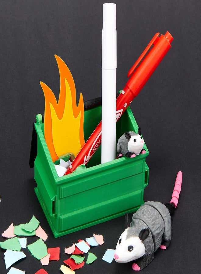 Soulchen 3D Printed Animals Articulating Opossum Dumpster Pencil Holder Funny Trashcan Desk Accessories Organizer Novelty Fidget Decorations Gifts Birthday Party Favors Home Office Decor - Image 3